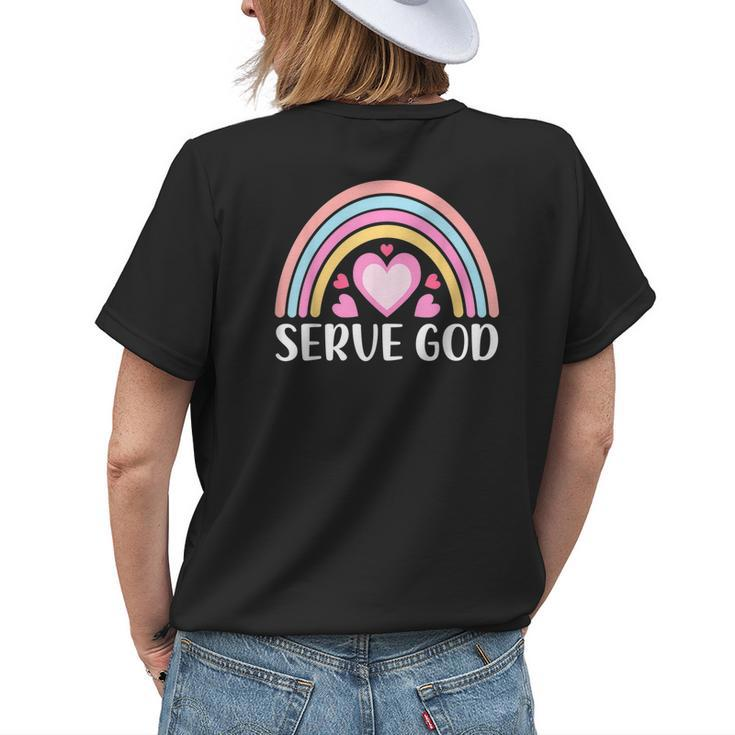 Boho Rainbow For Women Serve God Christianity Faith Faith Funny Gifts Womens Back Print T-shirt Gifts for Her