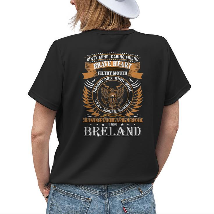 Breland Name Gift Breland Brave Heart V2 Womens Back Print T-shirt Gifts for Her