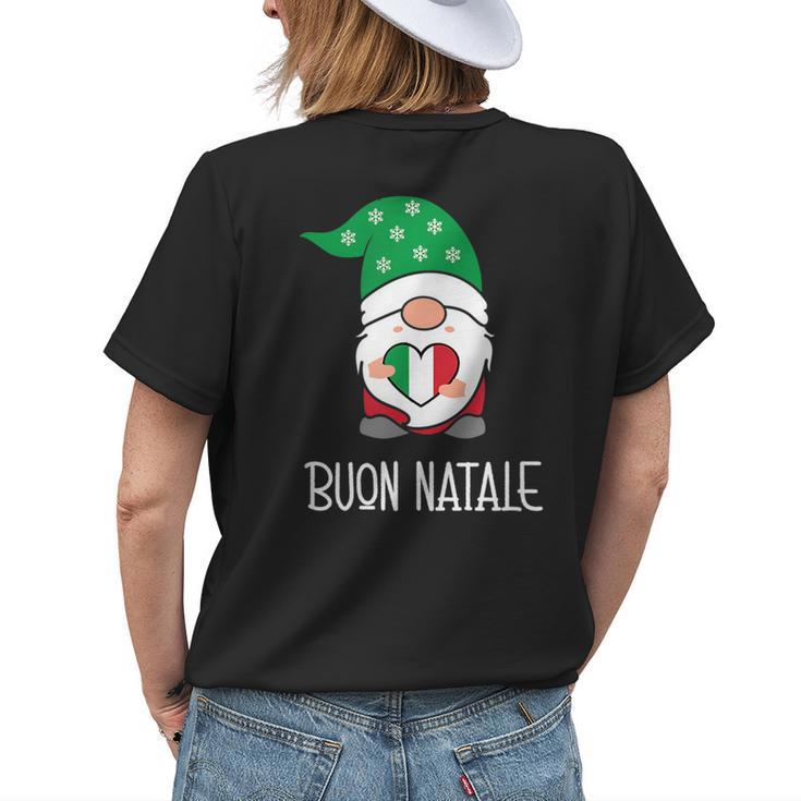 Buon Natale Italian Christmas Gnome Womens Back Print T-shirt Gifts for Her