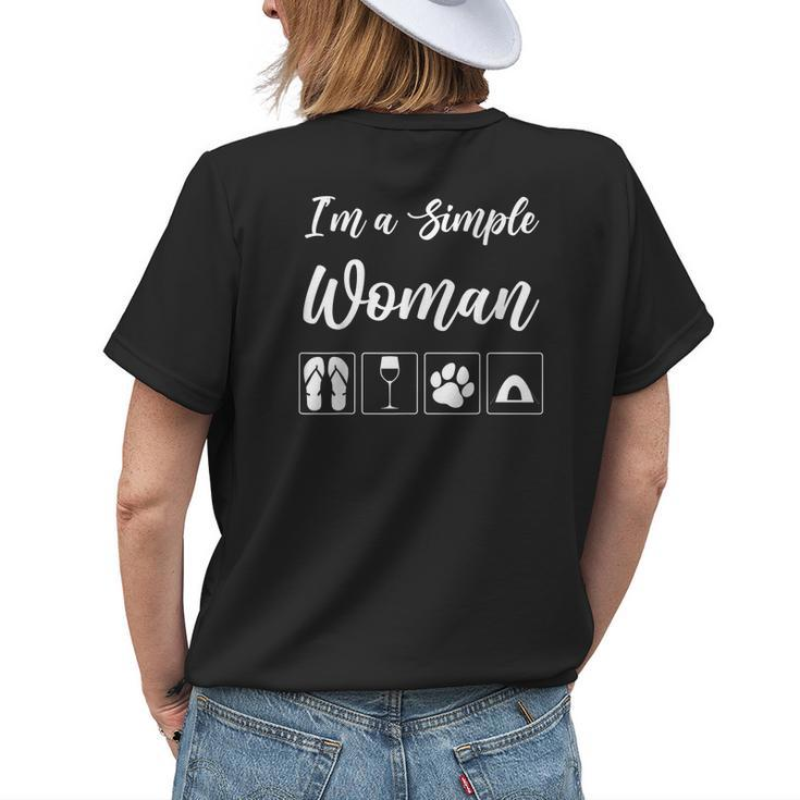 Camping Alcohol Tent Wine Girl Im A Simple Woman Womens Back Print T-shirt Gifts for Her