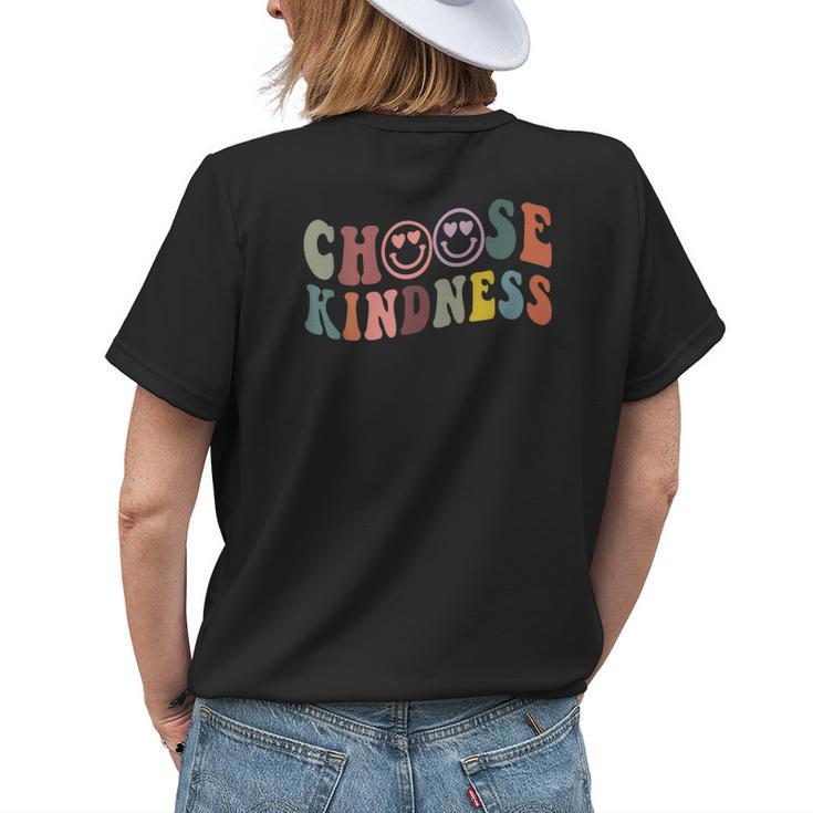 Choose Kindness Retro Groovy Be Kind Women Men Inspirational Womens Back Print T-shirt Gifts for Her