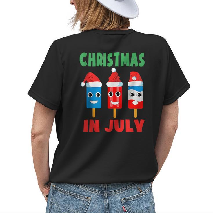 Christmas In July Ice Pops In Santa Hat Kids Toddler Cute Womens Back Print T-shirt Gifts for Her