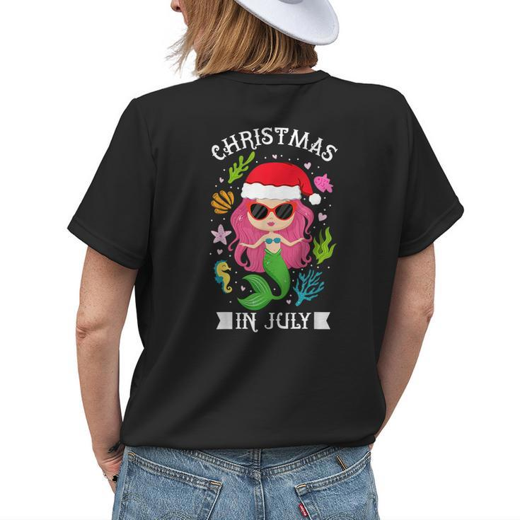Christmas In July Women Girls Mermaid Beach Summer Party Womens Back Print T-shirt Gifts for Her