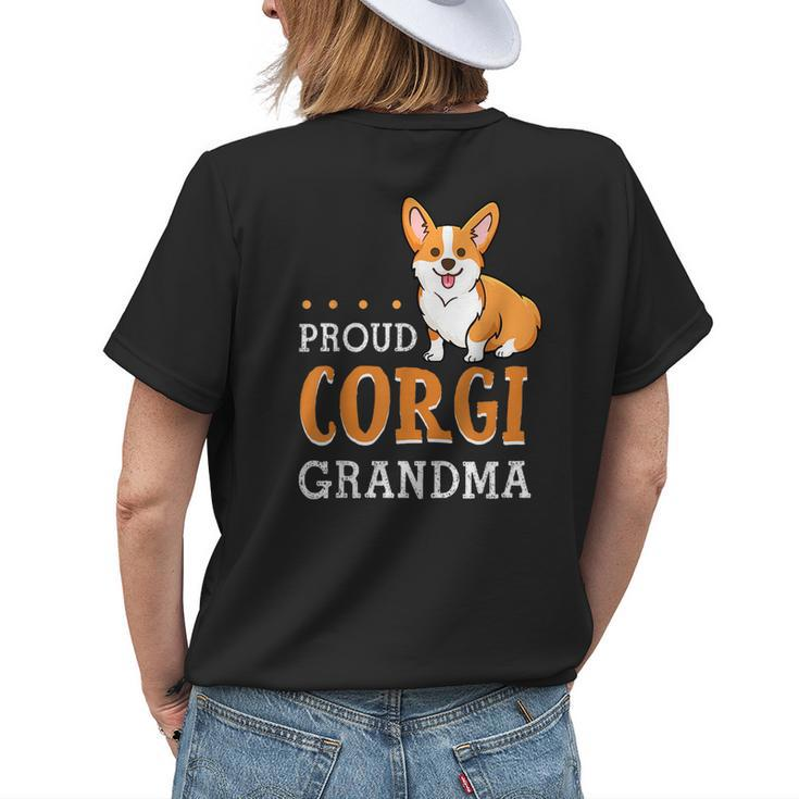 Corgi Grandma  Funny Mothers Day Dog Lover Gift Proud  Womens Back Print T-shirt