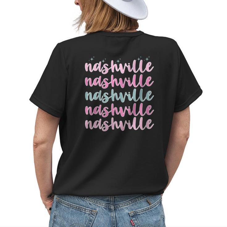 Country Music Festival Western Cowgirl Yeehaw Nashville Womens Back Print T-shirt Gifts for Her