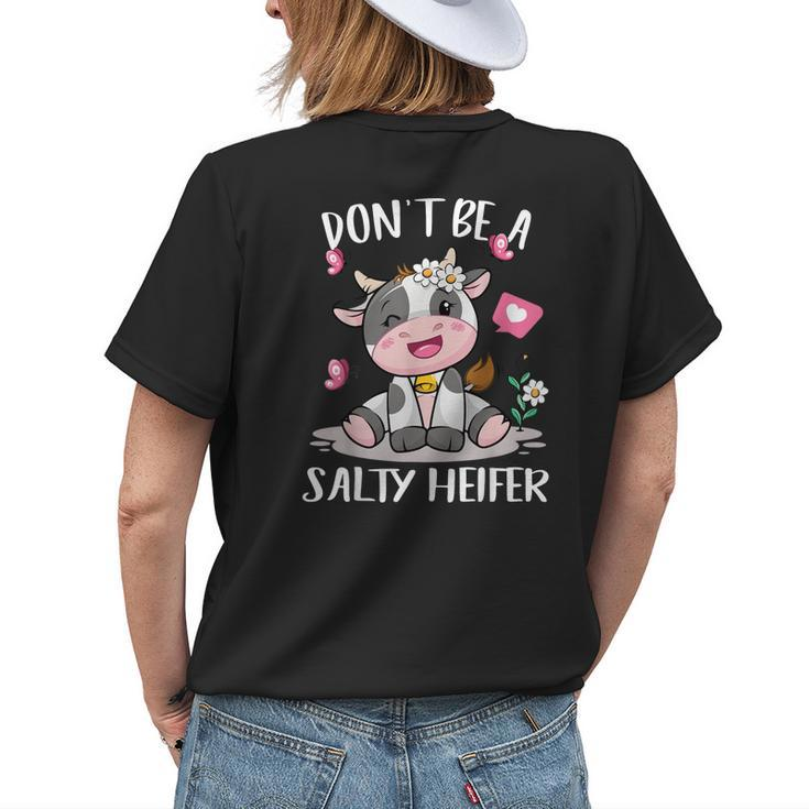 Cow Dont Be Saltyheifer Funny Women Girl Baby Toddler Womens Back Print T-shirt Gifts for Her