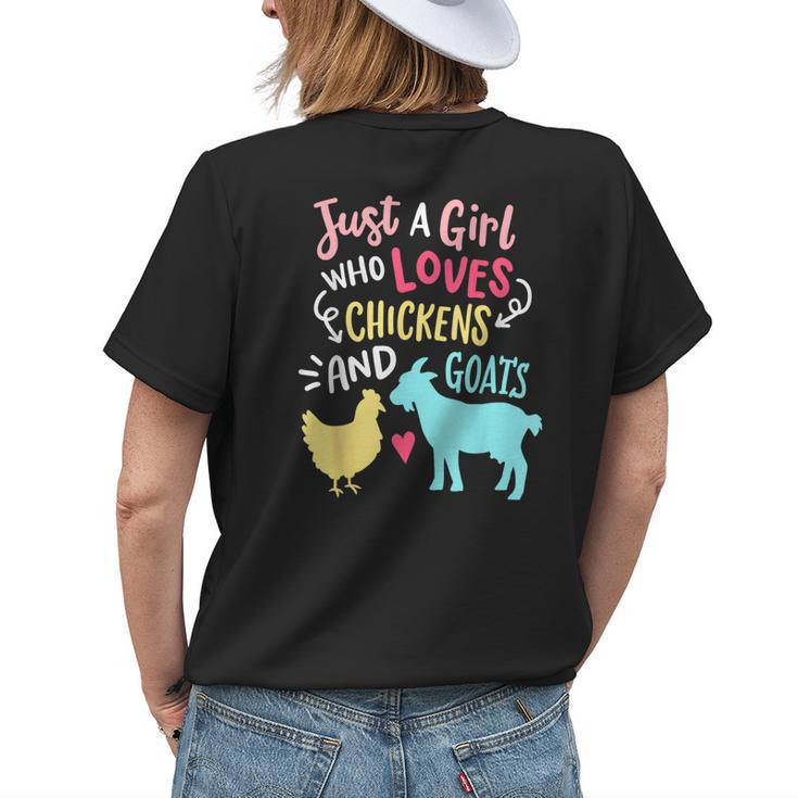 Cute Girl Who Loves Chickens Goats Lover Farmer Girls Funny Womens Back Print T-shirt Gifts for Her
