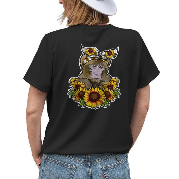 Cute Love Ape Gift Sunflower Decor Monkey Womens Back Print T-shirt Gifts for Her
