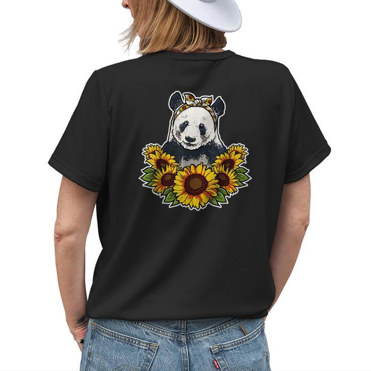 Cute Love Panda Gift Sunflower Decor Panda Womens Back Print T-shirt Gifts for Her