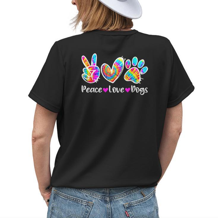 Cute Peace Love Dogs Tie Dye Dog Paw Dog Mom Mothers Day Womens Back Print T-shirt Gifts for Her