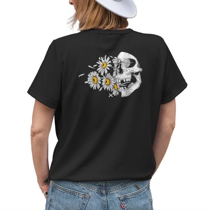 Daisy Skull Flower Halloween Costume Skull Tree Hippie Womens Back Print T-shirt Gifts for Her
