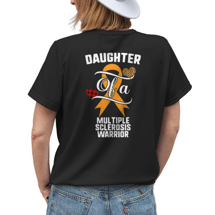 Daughter Multiple Sclerosis Awareness Leopard Buffalo Plaid Womens Back Print T-shirt Gifts for Her