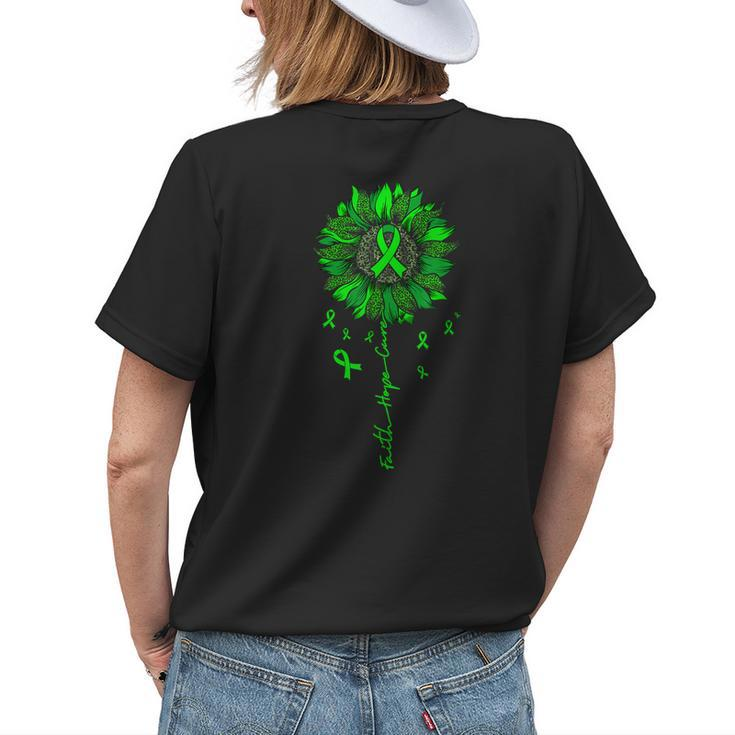 Faith Hope Cure Sunflower Green Mental Health Awareness Womens Back Print T-shirt Gifts for Her