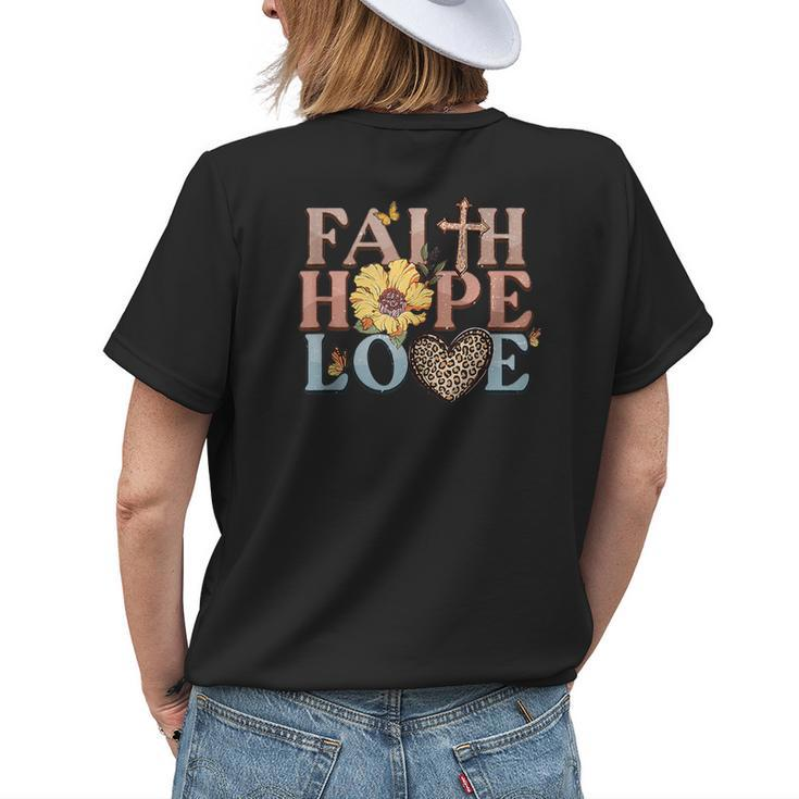 Faith Hope Love Leopard Jesus Christian Religious Boho Faith Funny Gifts Womens Back Print T-shirt Gifts for Her