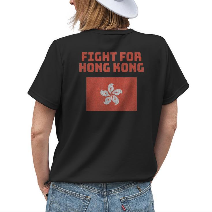 Fight For Hong Kong Regional Flag Protest Prc Distressed Womens Back Print T-shirt Gifts for Her