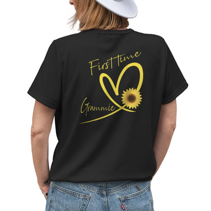 First Time Grammie Sunflower Heart Womens Back Print T-shirt Gifts for Her