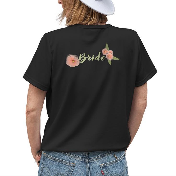 Floral Bride Wedding Womens Back Print T-shirt Gifts for Her