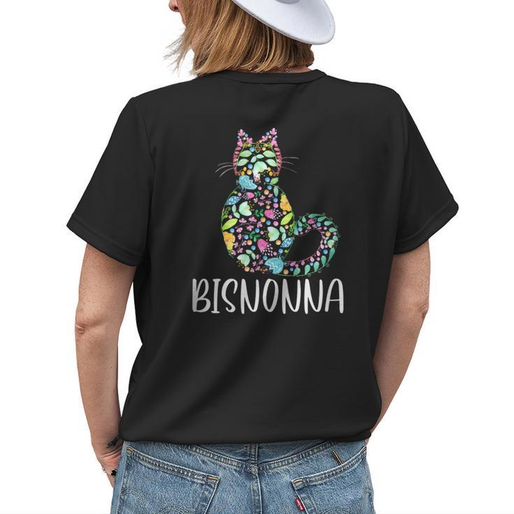 Floral Cat Bisnonna Italian Great Grandma Cat Lover  Womens Back Print T-shirt