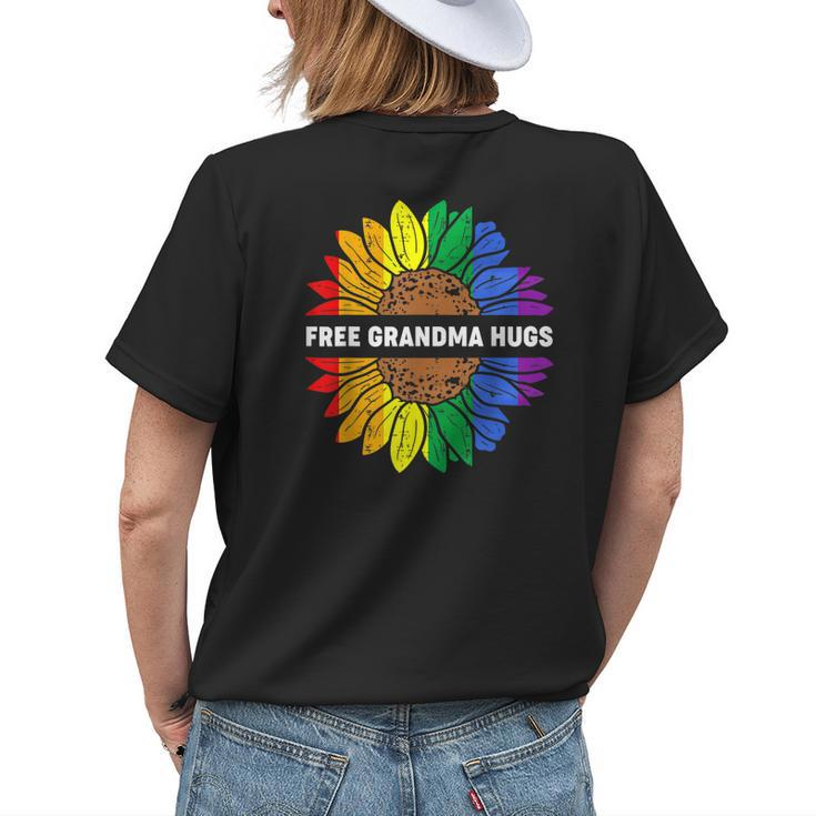 Free Grandma Hugs Lgbt Daisy Rainbow Flower Hippie Gay Pride Womens Back Print T-shirt