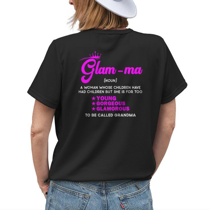 Funny Grandma Definition Mothers Day Grandmother Glamma Womens Back Print T-shirt Gifts for Her