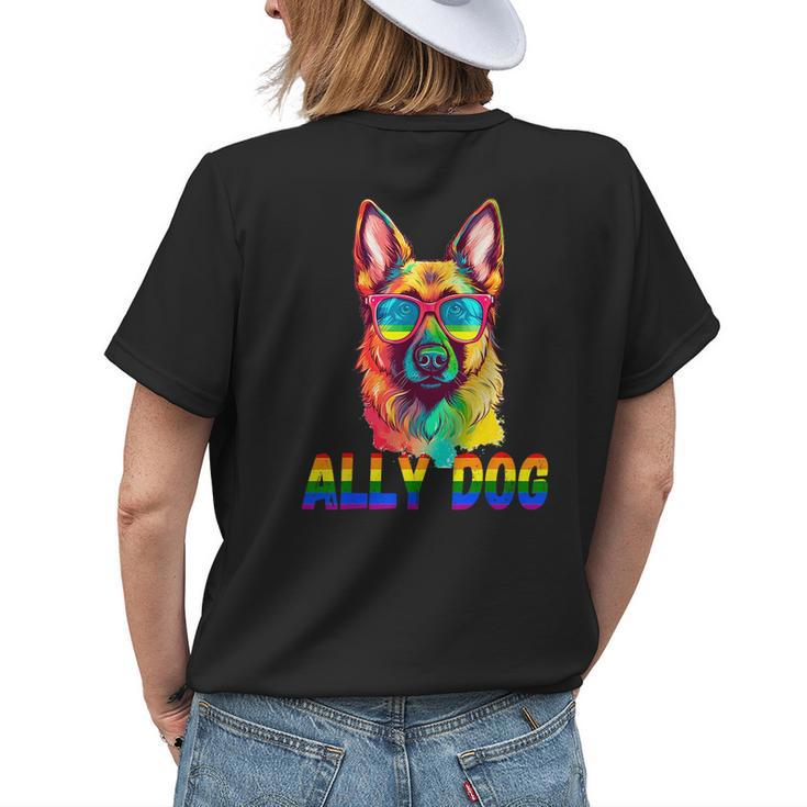 Funny Lgbt Ally Dog Rainbow Womens Back Print T-shirt Gifts for Her