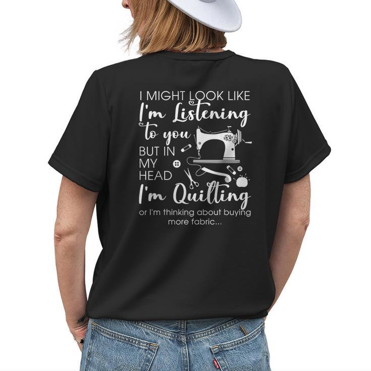 Funny Sewing Quote Vintage Design Quilters Sewers Women Womens Back Print T-shirt Gifts for Her