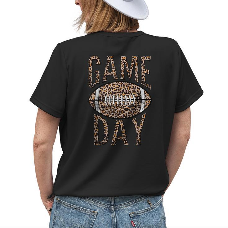 Game Day American Football Leopard Print Sports Women Womens Back Print T-shirt Gifts for Her