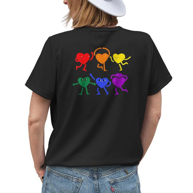 Gay Pride Lgbtq Cute Rainbow Flag Heart Lgbt Gay Ally Pride Womens Back Print T-shirt Gifts for Her