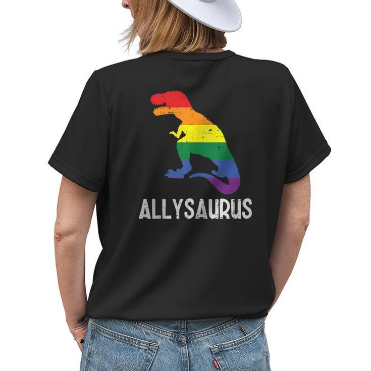 Gay Rainbow Dino Trex Ally Saurus Lgbt Flag Boys Toddler Kid Womens Back Print T-shirt Gifts for Her