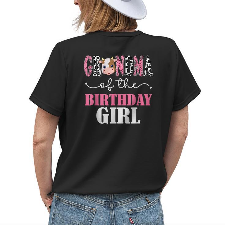 Grandma Of The Birthday For Girl Cow Farm 1St Birthday Cow Womens Back Print T-shirt Gifts for Her