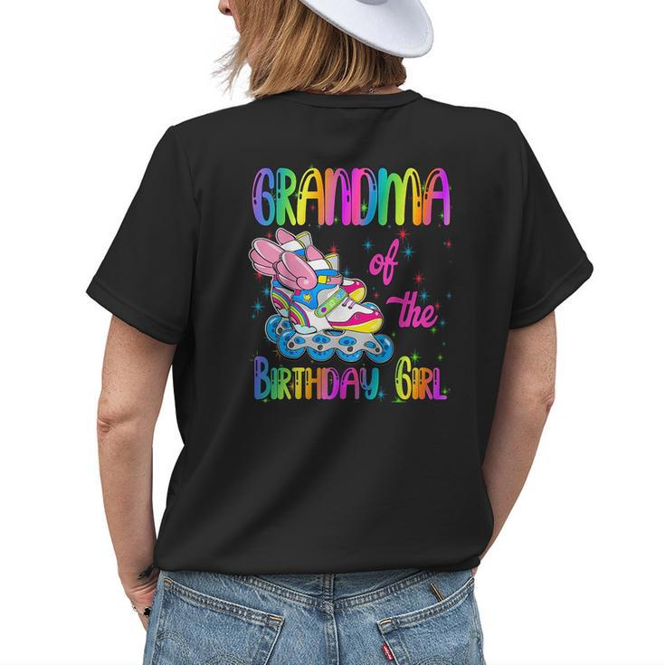 Grandma Of The Birthday Girl Rolling Skate Family Party  Womens Back Print T-shirt