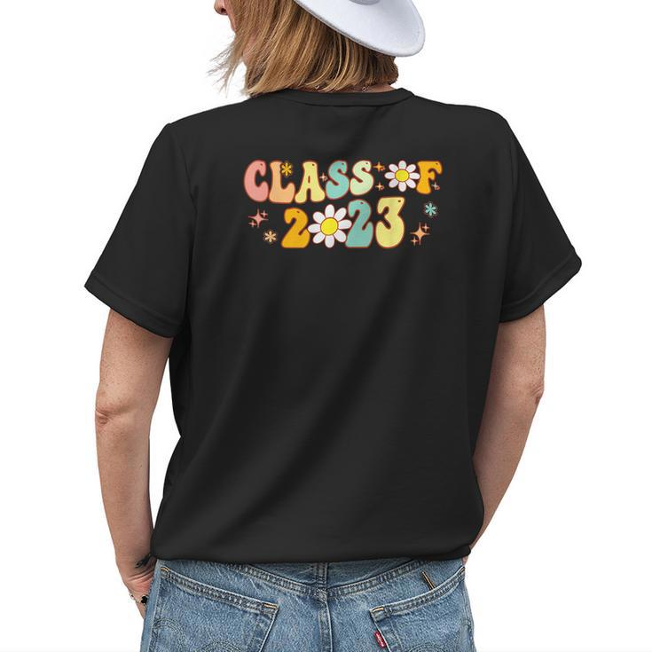 Groovy Class Of 2023 Senior Daisy Flower Graduation Party Womens Back Print T-shirt Gifts for Her