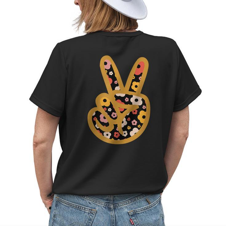 Groovy Peace Sign Retro Daisy 70S Hippie Vintage Womens Back Print T-shirt Gifts for Her