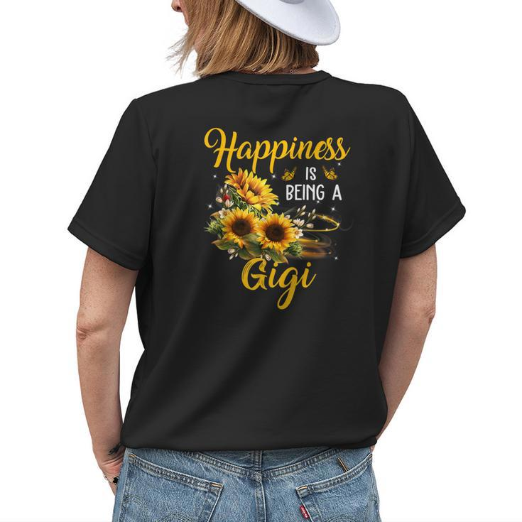 Happiness Is Being A Gigi  Sunflower Lovers Grandma Womens Back Print T-shirt