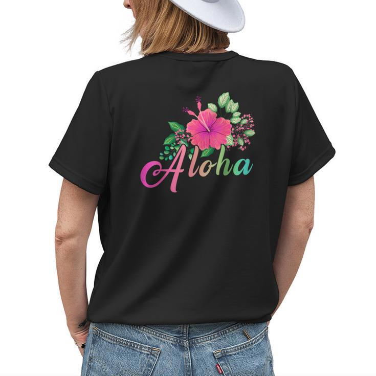 Hawaiian Aloha Flower Hawaii Beach Vacation Lovers Womens Back Print T-shirt Gifts for Her