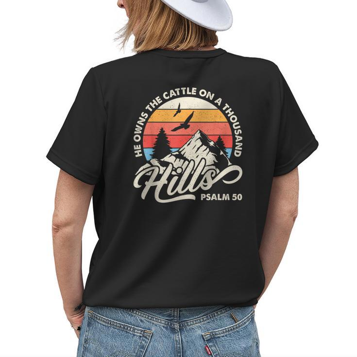 He Owns The Cattle On A Thousand Hills Psalm Jesus Christian Womens Back Print T-shirt Gifts for Her
