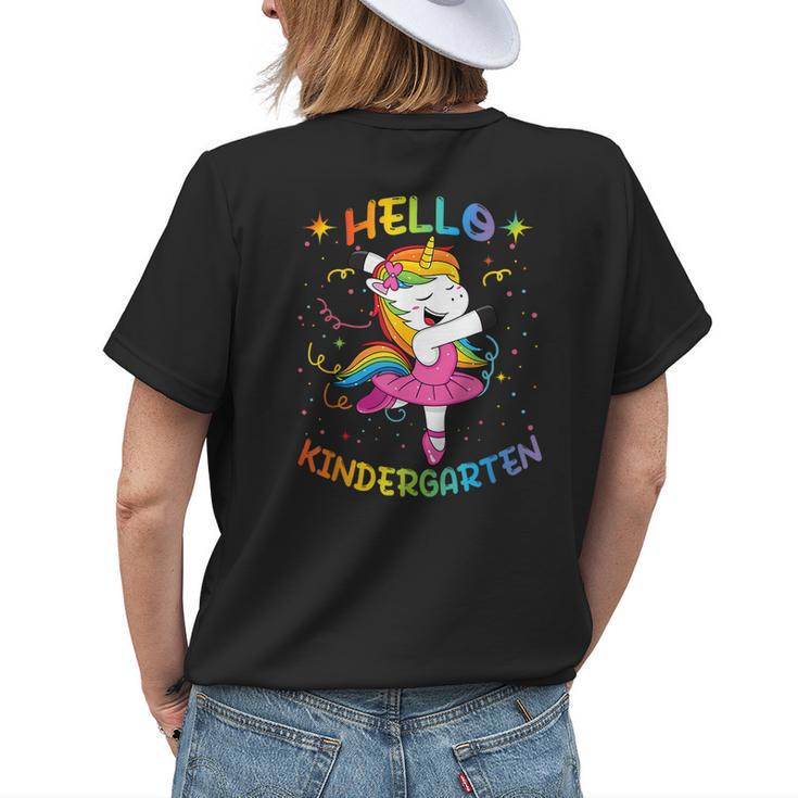 Hello Kindergarten First Day Back To School Unicorn Girls Womens Back Print T-shirt Gifts for Her