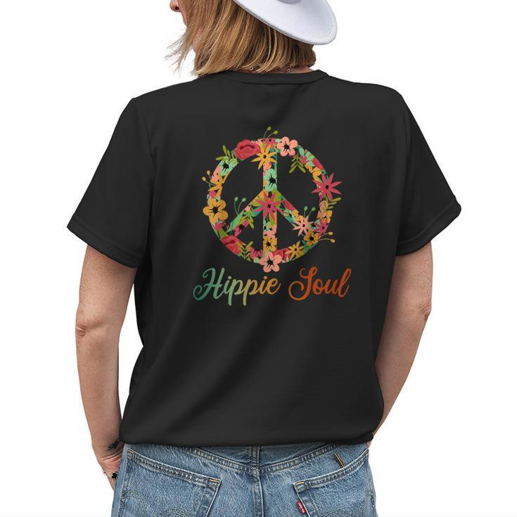 Hippie Soul Daisy Flower Peace Sign Flower Lover Womens Back Print T-shirt Gifts for Her