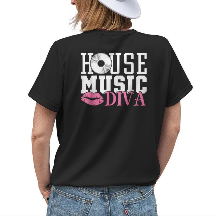 House Music Diva - Dj Edm Rave Music Festival Womens Back Print T-shirt Gifts for Her