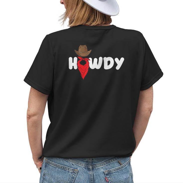 Howdy Country Western Wear Rodeo Cowgirl Southern Cowboy Womens Back Print T-shirt Gifts for Her