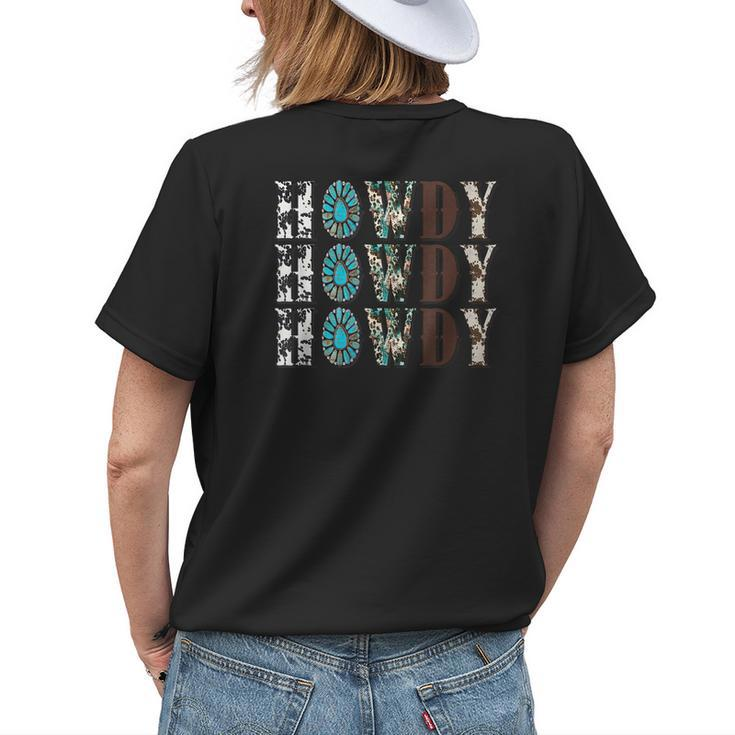 Howdy Rodeo Western Country Cowboy Cowgirl Southern Vintage Womens Back Print T-shirt Gifts for Her