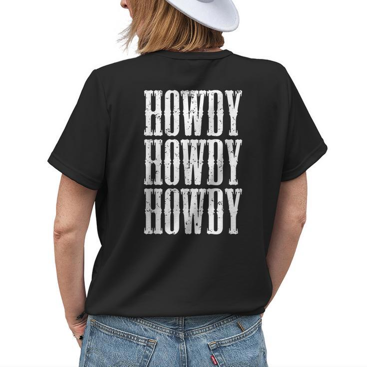 Howdy Rodeo Western Country Southern Cowgirl Cowboy Vintage Womens Back Print T-shirt Gifts for Her