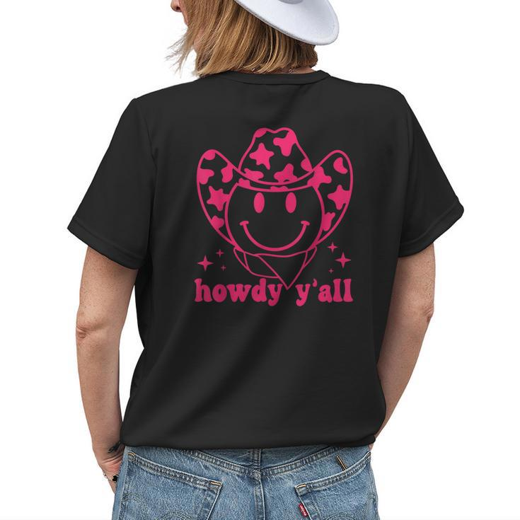 Howdy Yall Rodeo Western Country Southern Cowgirl & Cowboy Womens Back Print T-shirt Gifts for Her