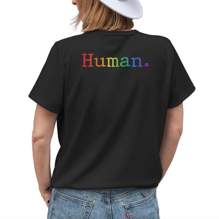 Human Lgbt Rainbow Flag Gay Pride Ally For Men Women Girls Womens Back Print T-shirt Gifts for Her