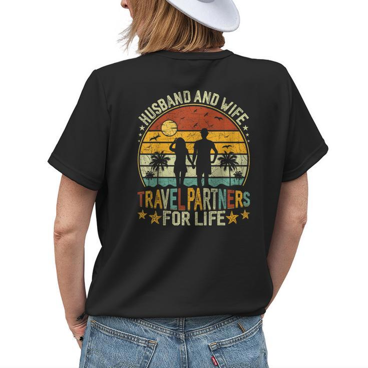 Husband And Wife Travel Partners For Life Beach Traveling Womens Back Print T-shirt Gifts for Her