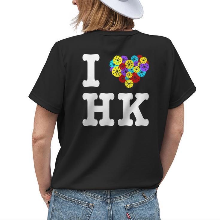 I Love Hong Kong With Umbrella Floral Heart Womens Back Print T-shirt Gifts for Her
