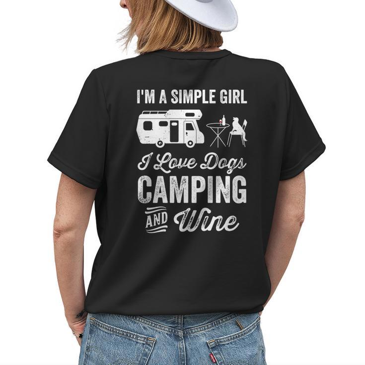 Im A Simple Girl Love Dogs Camping And Wine Camper Gifts Womens Back Print T-shirt Gifts for Her