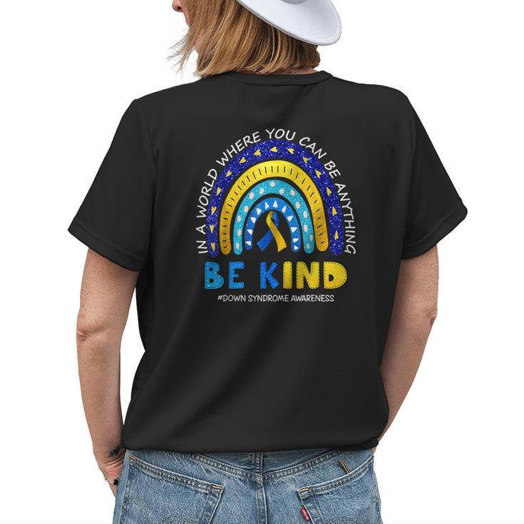 In October We Wear Blue And Yellow Down Syndrome Awareness Womens Back Print T-shirt Gifts for Her