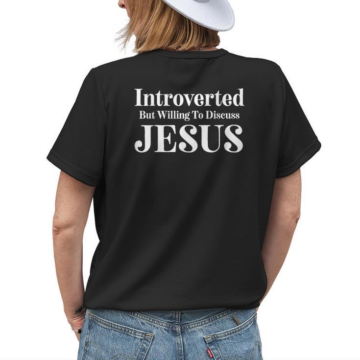 Introverted But Willing To Discuss Jesus Bible Christianity Womens Back Print T-shirt Gifts for Her