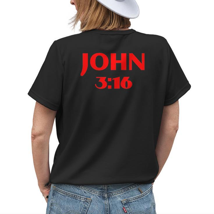 John 316 Jesus Christ Is Lord Revival Bible Christian Womens Back Print T-shirt Gifts for Her